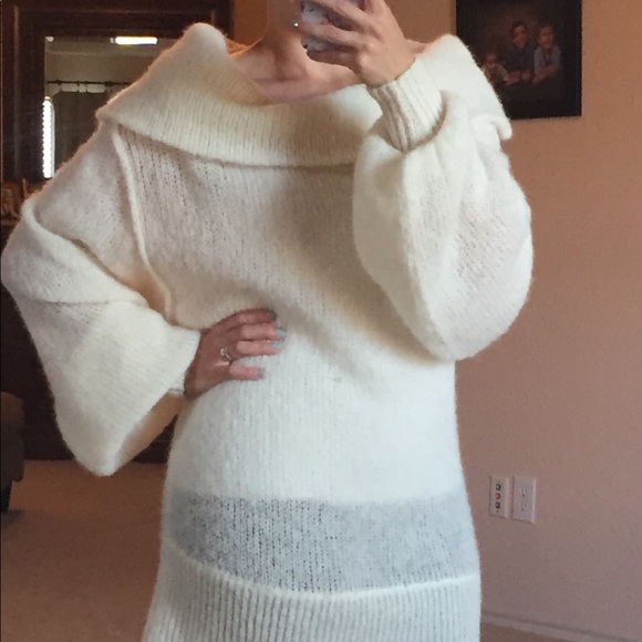 Free People Off the Shoulder Slouchy Sweater Ivory - Picture 8 of 8